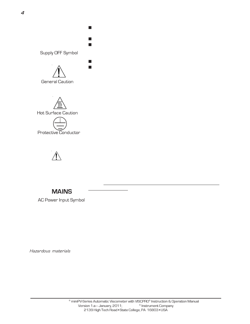 Mains | Cannon Instrument miniPV-X User Manual | Page 10 / 130