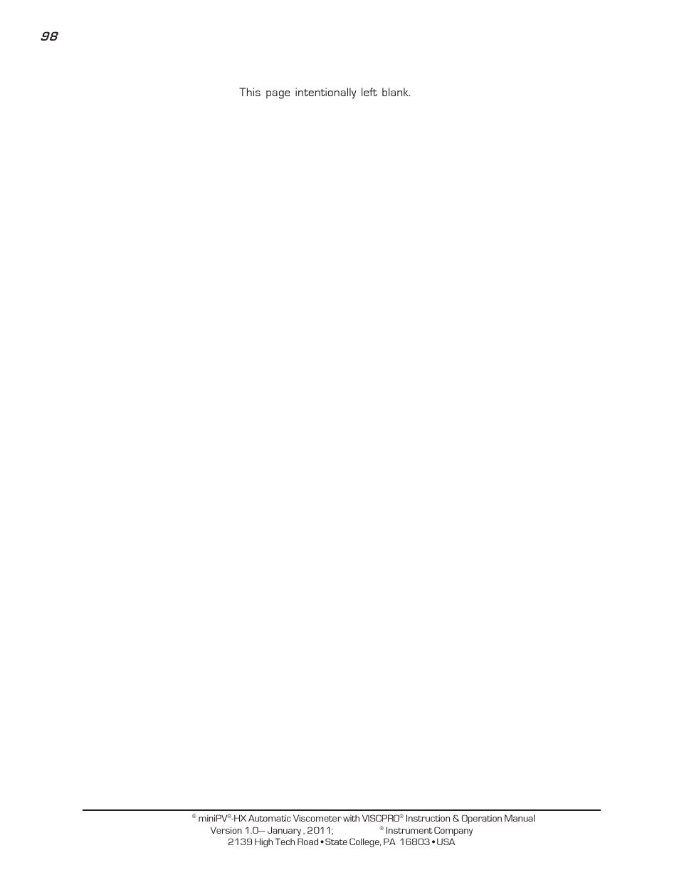 This page intentionally left blank | Cannon Instrument miniPV-X User Manual | Page 104 / 130