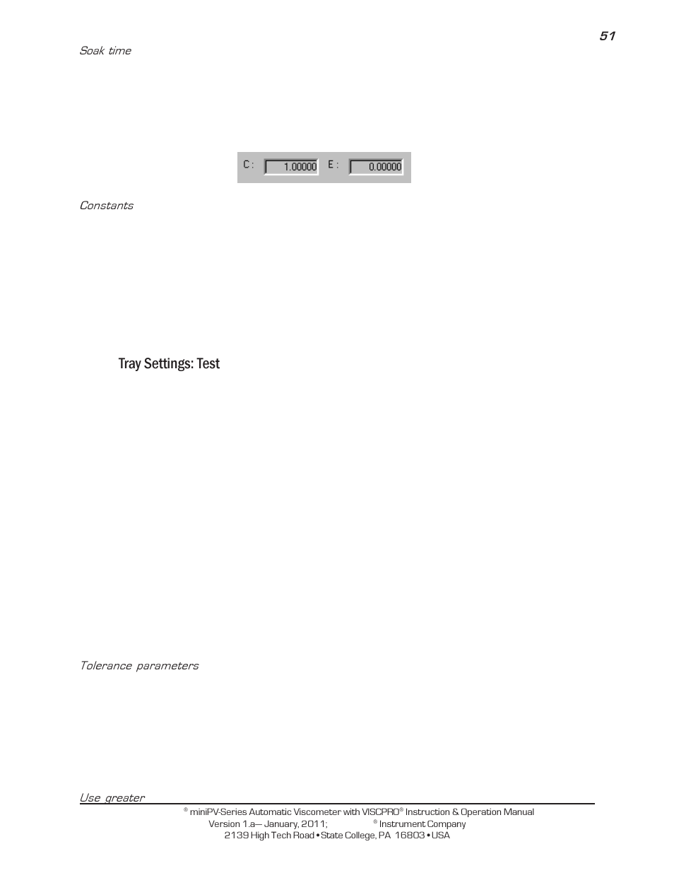 Tray settings: test | Cannon Instrument miniPV-X User Manual | Page 57 / 130
