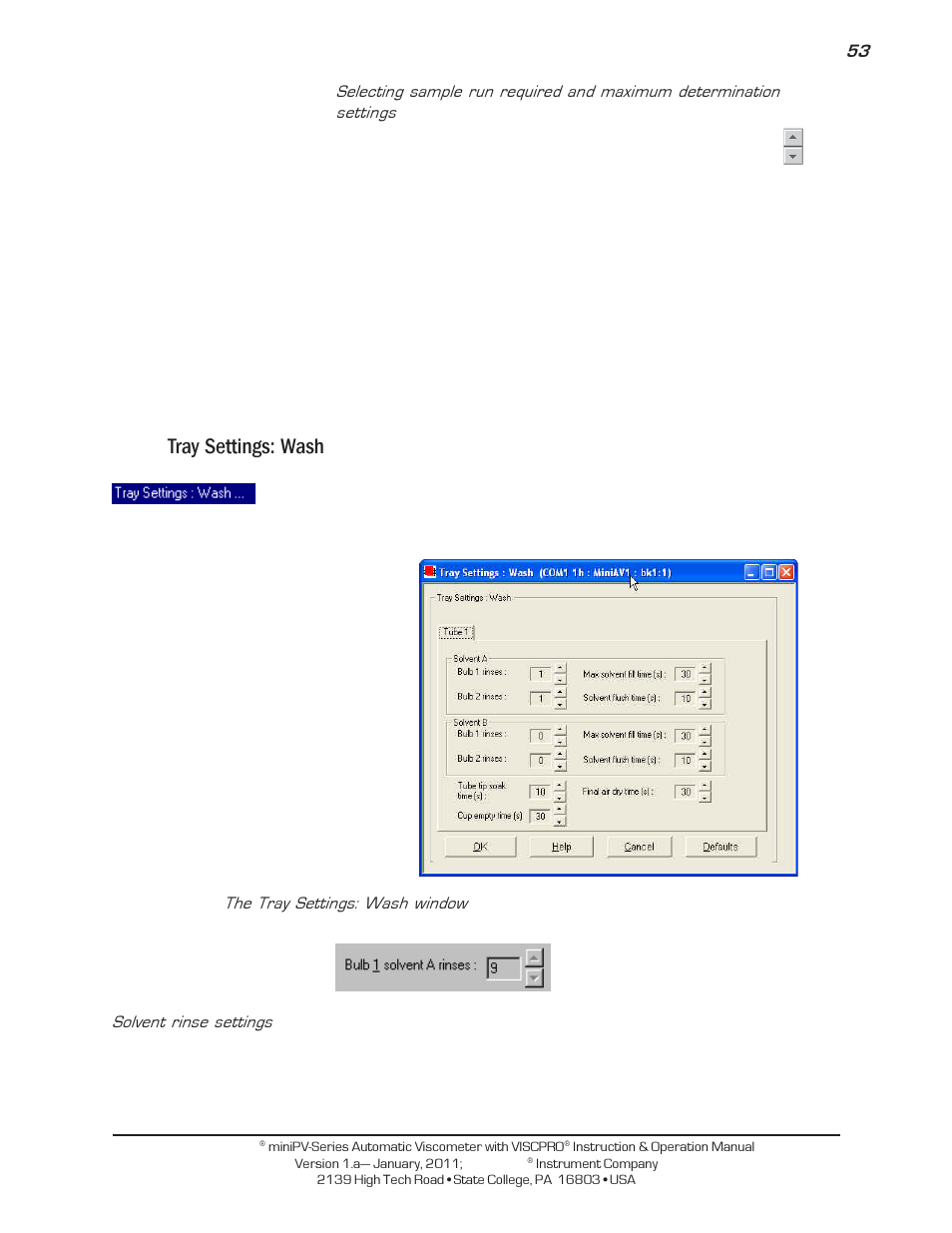 Tray settings: wash | Cannon Instrument miniPV-X User Manual | Page 59 / 130