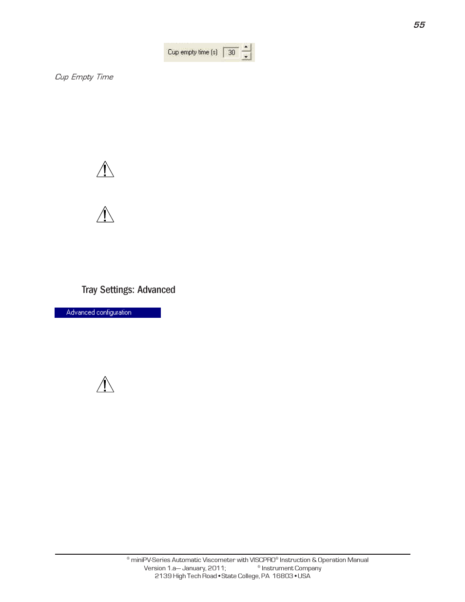 Tray settings: advanced | Cannon Instrument miniPV-X User Manual | Page 61 / 130