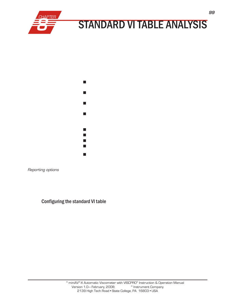 Standard vi table analysis | Cannon Instrument miniQV-X User Manual | Page 105 / 140