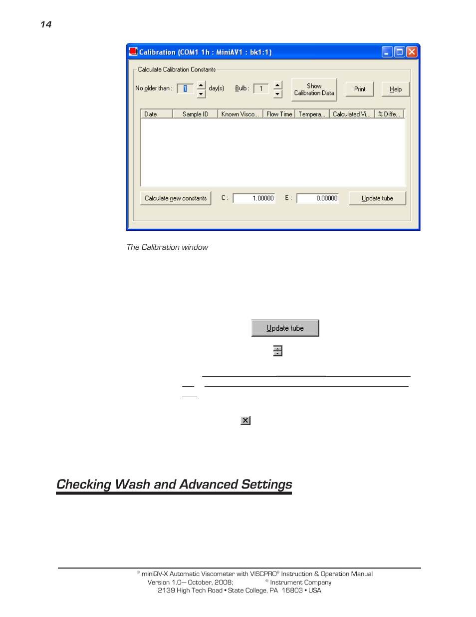 Checking wash and advanced settings | Cannon Instrument miniQV-X User Manual | Page 20 / 140