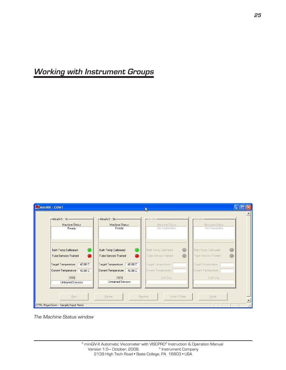 Working with instrument groups | Cannon Instrument miniQV-X User Manual | Page 31 / 140
