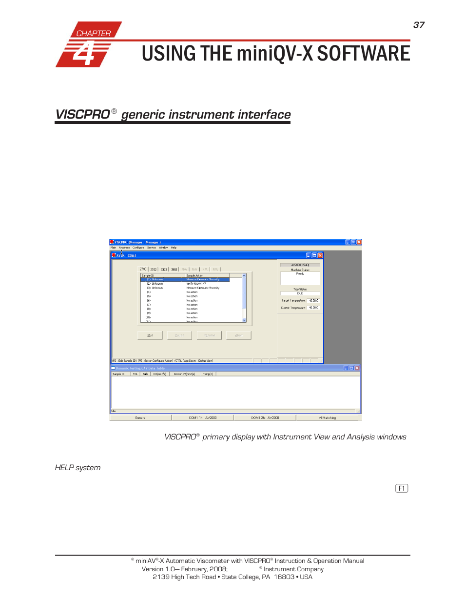 Using the miniqv-x software, Viscpro, Generic instrument interface | Cannon Instrument miniQV-X User Manual | Page 43 / 140