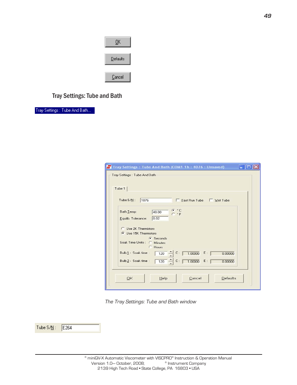Tray settings: tube and bath | Cannon Instrument miniQV-X User Manual | Page 55 / 140