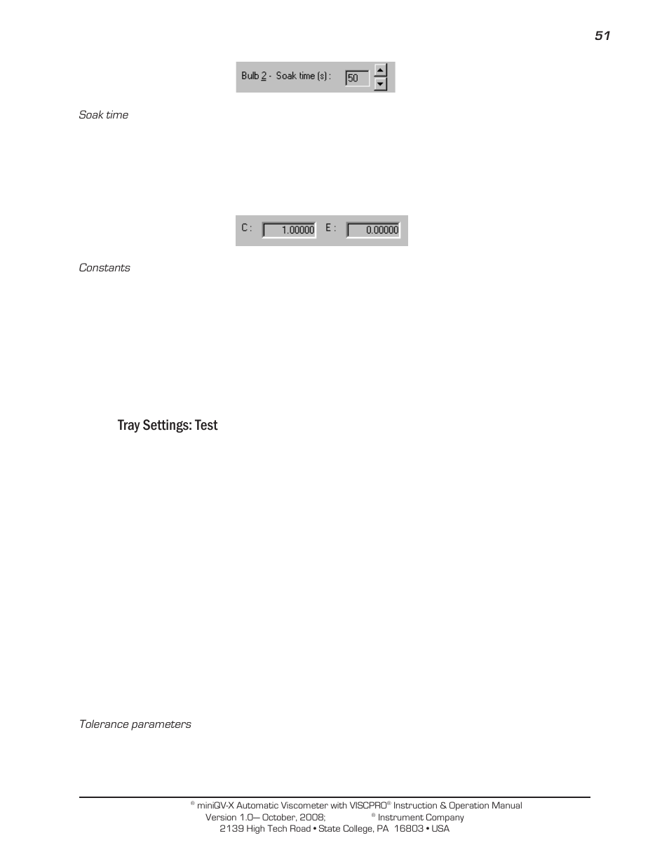 Tray settings: test | Cannon Instrument miniQV-X User Manual | Page 57 / 140