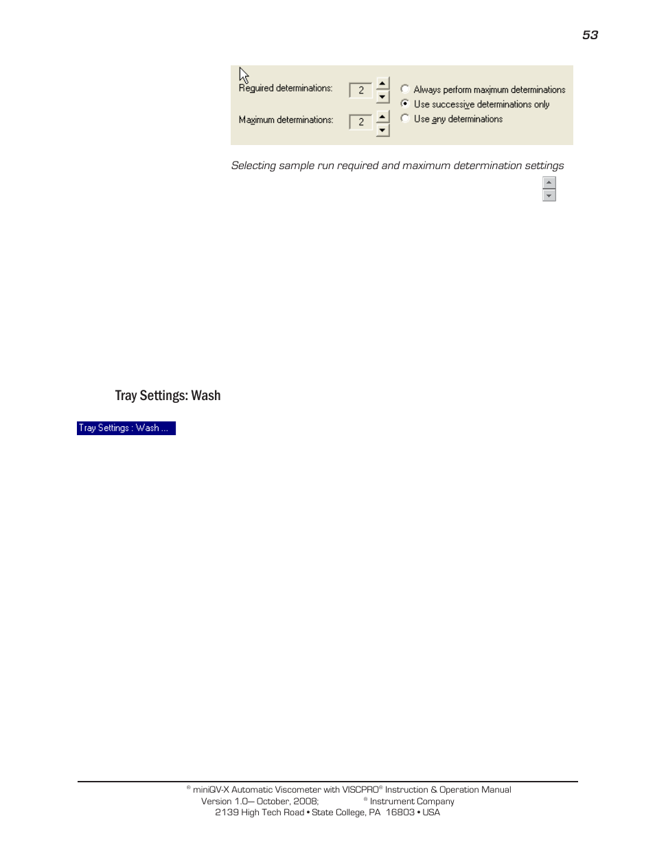 Tray settings: wash | Cannon Instrument miniQV-X User Manual | Page 59 / 140