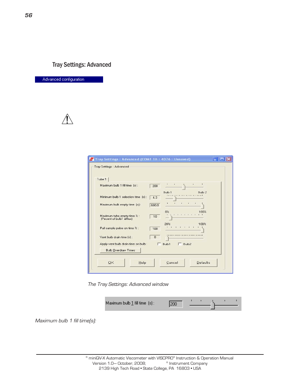 Tray settings: advanced | Cannon Instrument miniQV-X User Manual | Page 62 / 140
