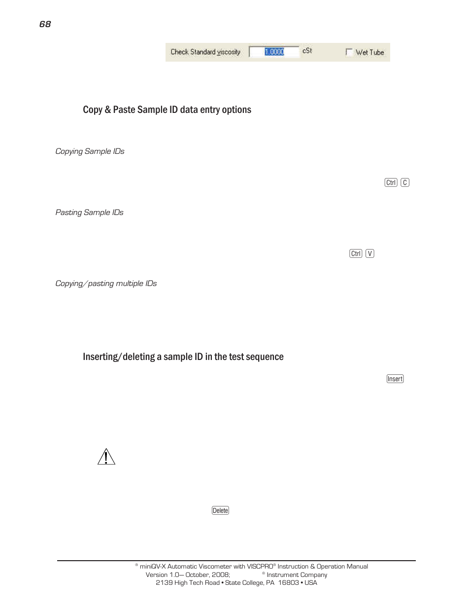 Copy & paste sample id data entry options | Cannon Instrument miniQV-X User Manual | Page 74 / 140