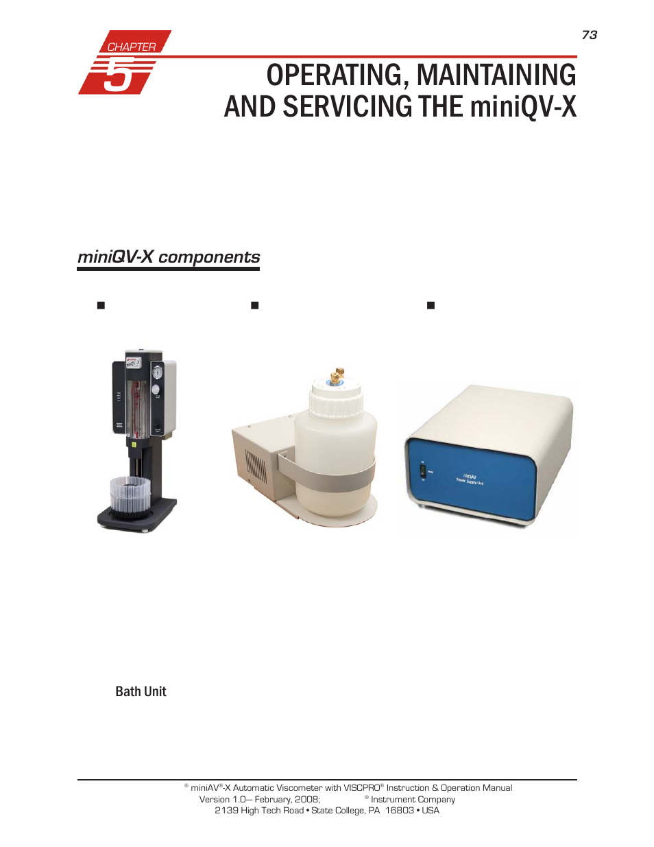 Operating, maintaining and servicing the miniqv-x, Miniqv-x components | Cannon Instrument miniQV-X User Manual | Page 79 / 140