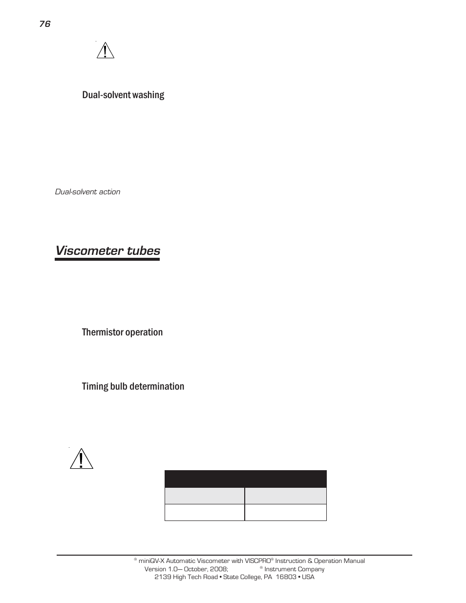 Viscometer tubes, Dual-solvent washing, Thermistor operation | Timing bulb determination | Cannon Instrument miniQV-X User Manual | Page 82 / 140