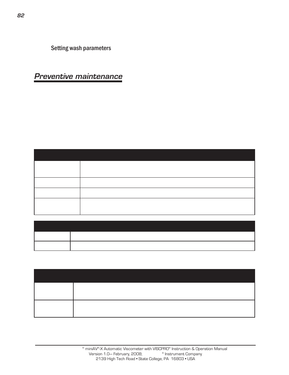 Preventive maintenance, Setting wash parameters | Cannon Instrument miniQV-X User Manual | Page 88 / 140