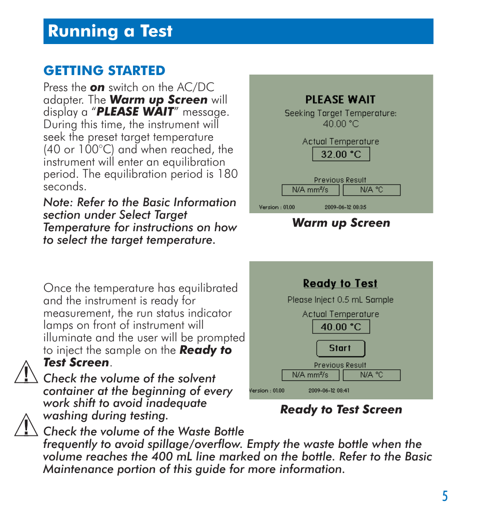 Running a test | Cannon Instrument SimpleVIS User Manual | Page 5 / 16