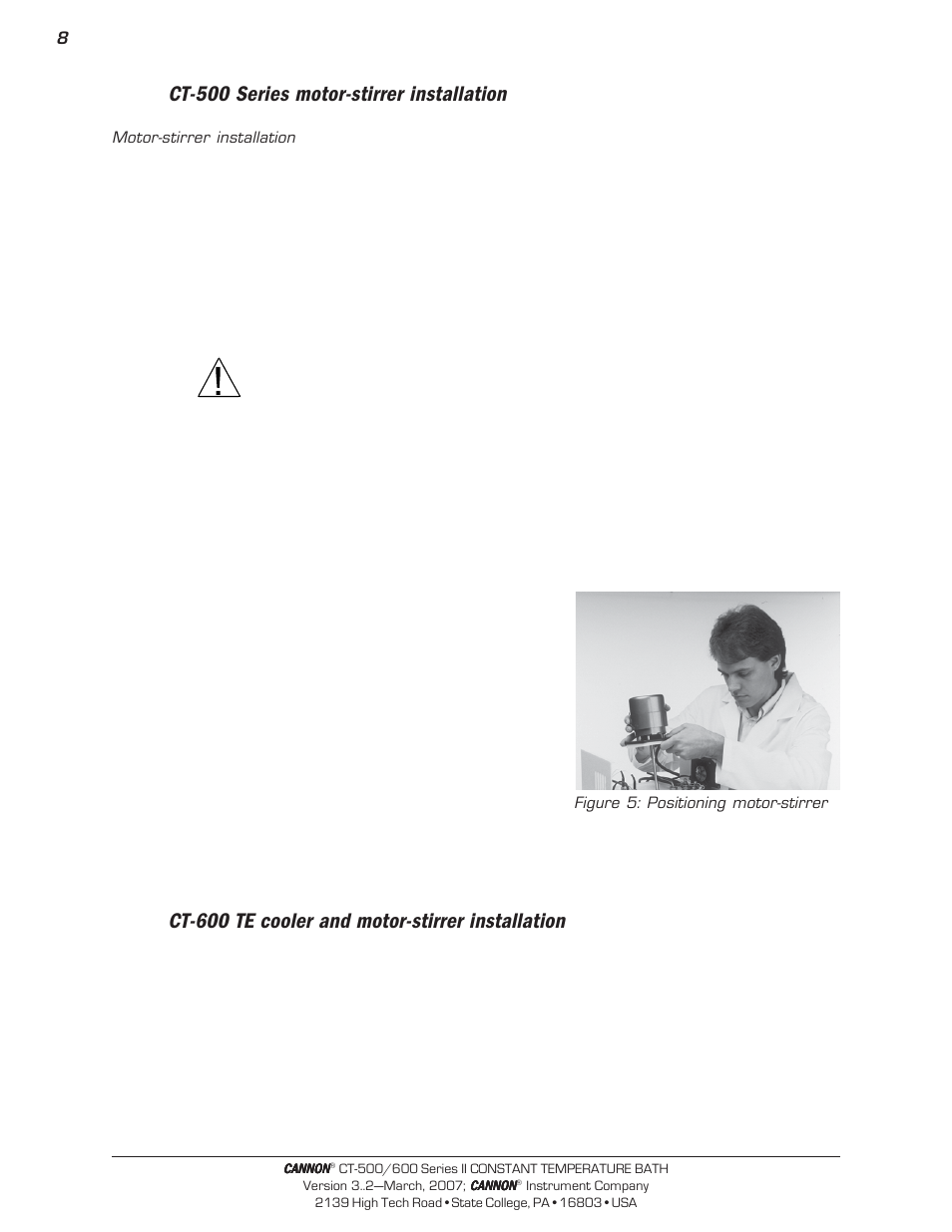 Ct-500 series motor-stirrer installation, Ct-600 te cooler and motor-stirrer installation | Cannon Instrument CT-600 (Contant Temperature Bath) User Manual | Page 10 / 30