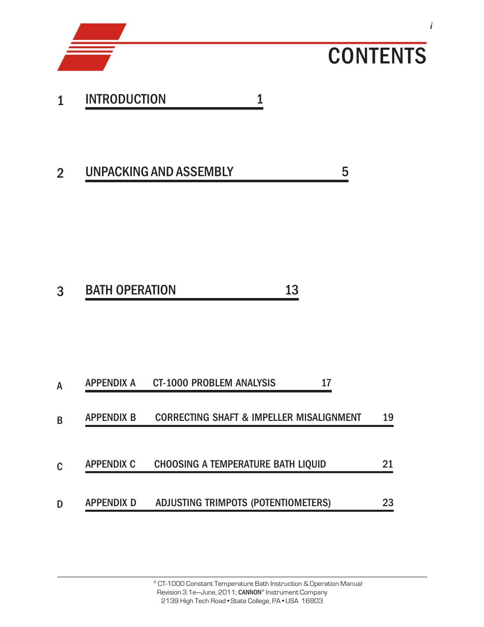 Cannon Instrument CT-1000 (Contant Temperature Bath) User Manual | 30 pages