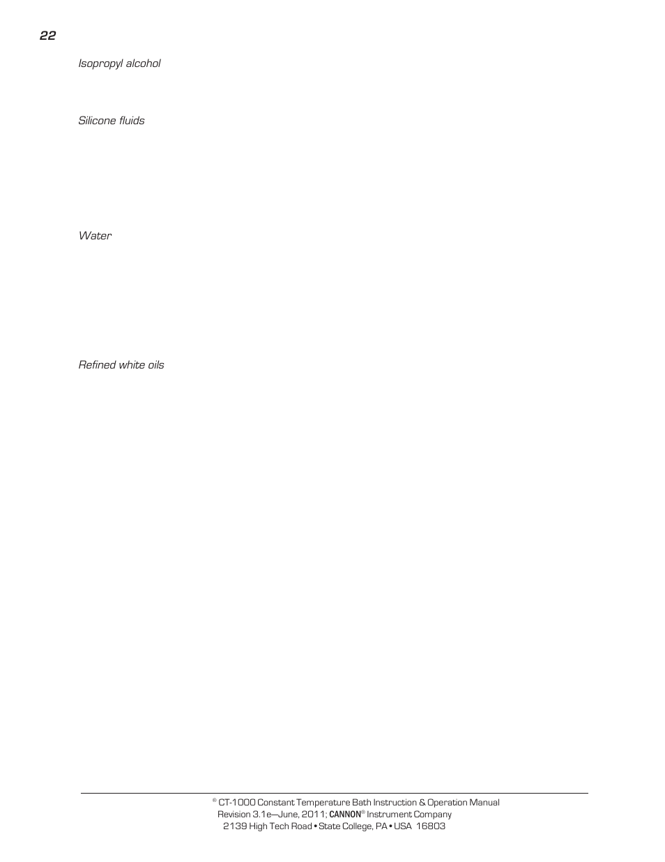Cannon Instrument CT-1000 (Contant Temperature Bath) User Manual | Page 24 / 30