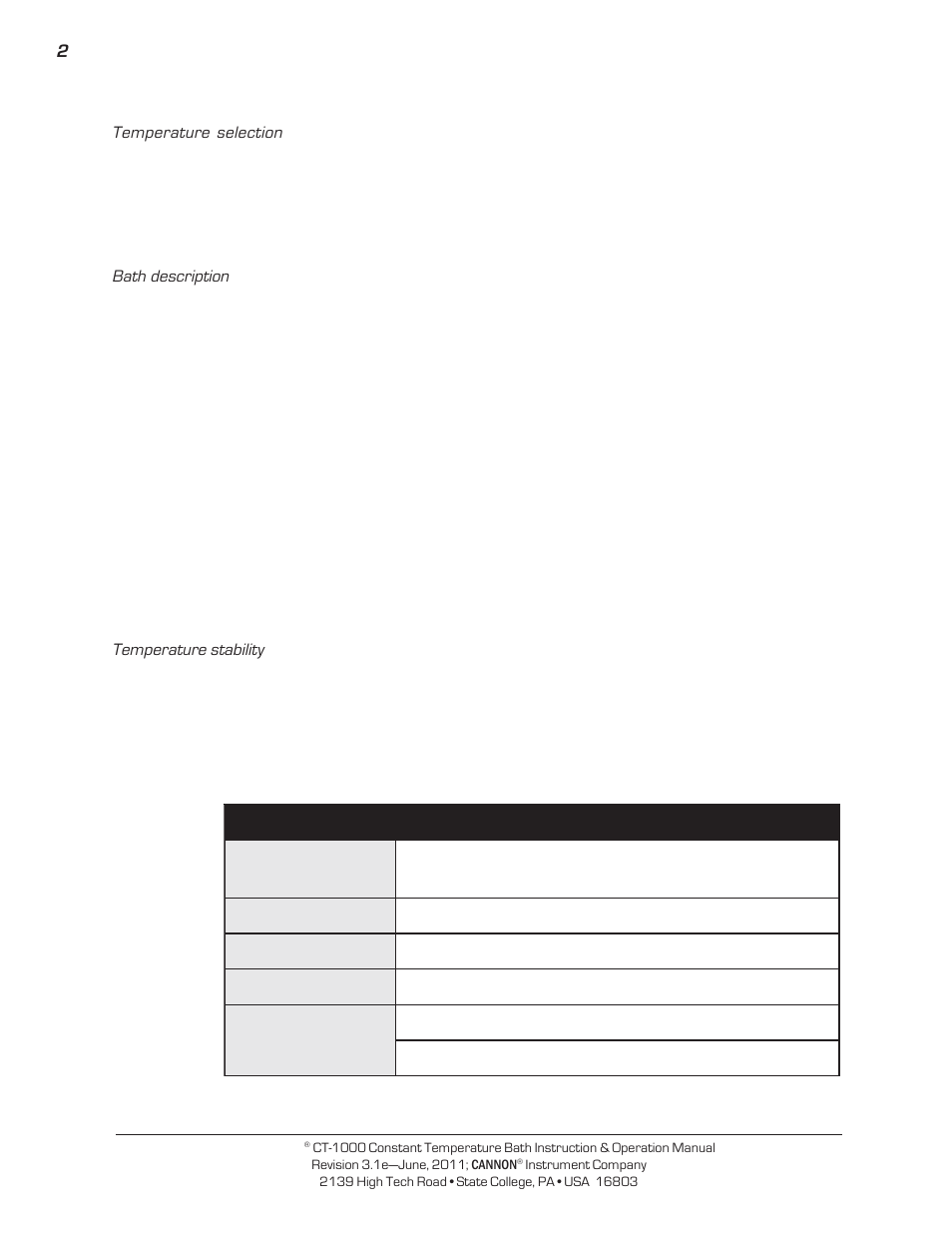 Cannon Instrument CT-1000 (Contant Temperature Bath) User Manual | Page 4 / 30