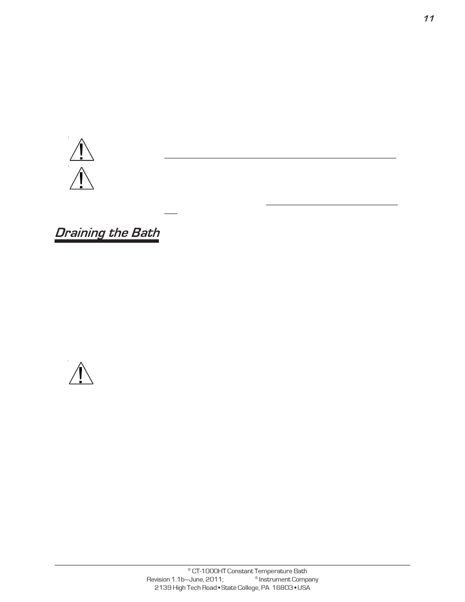 Draining the bath | Cannon Instrument CT-1000HT (High Temperature Contant Temperature Bath) User Manual | Page 13 / 26
