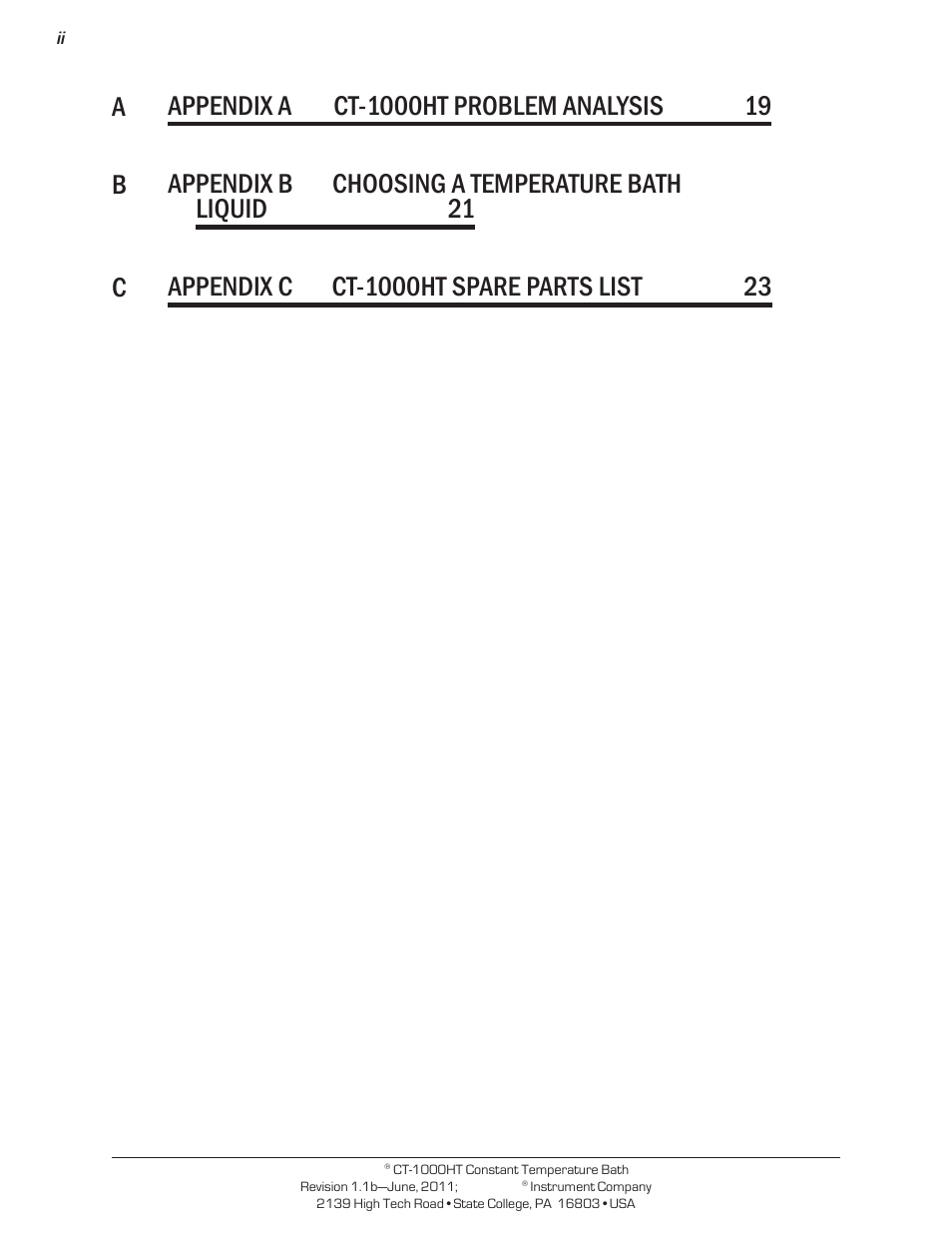 Cannon Instrument CT-1000HT (High Temperature Contant Temperature Bath) User Manual | Page 2 / 26