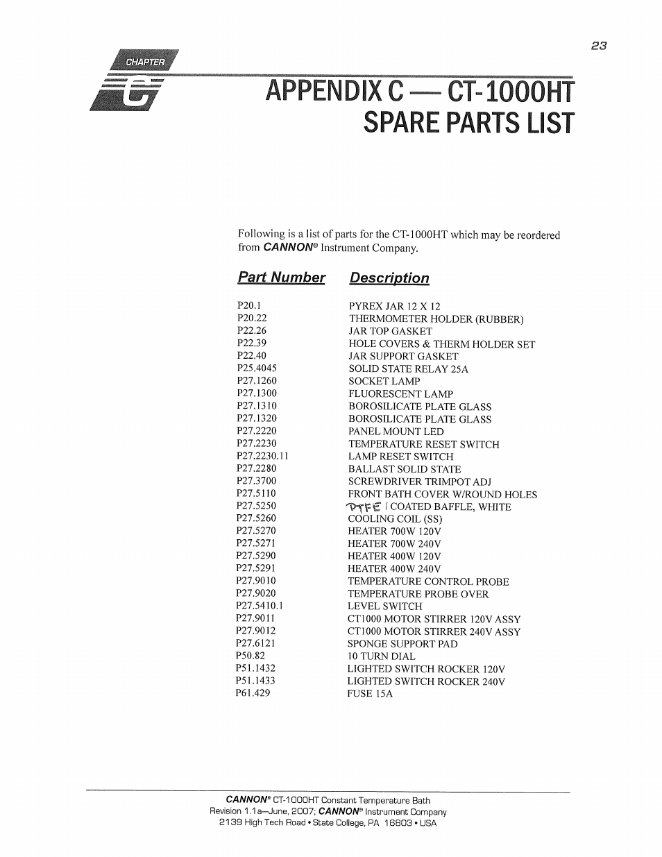 Cannon Instrument CT-1000HT (High Temperature Contant Temperature Bath) User Manual | Page 25 / 26
