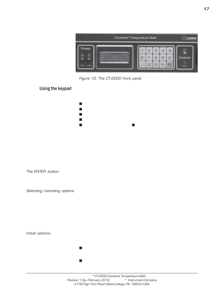 Using the keypad | Cannon Instrument CT-2000 (Contant Temperature Bath) User Manual | Page 19 / 40