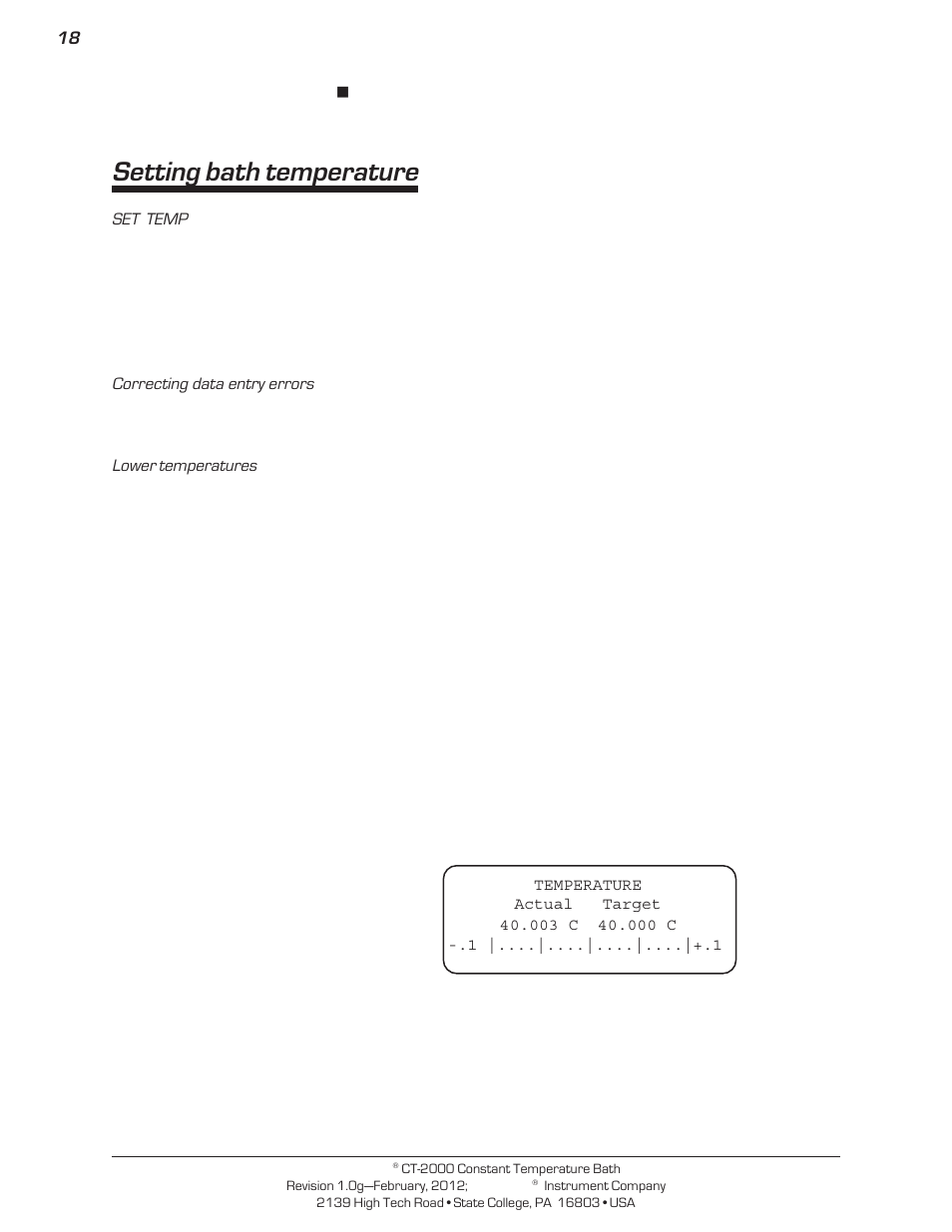Setting bath temperature | Cannon Instrument CT-2000 (Contant Temperature Bath) User Manual | Page 20 / 40