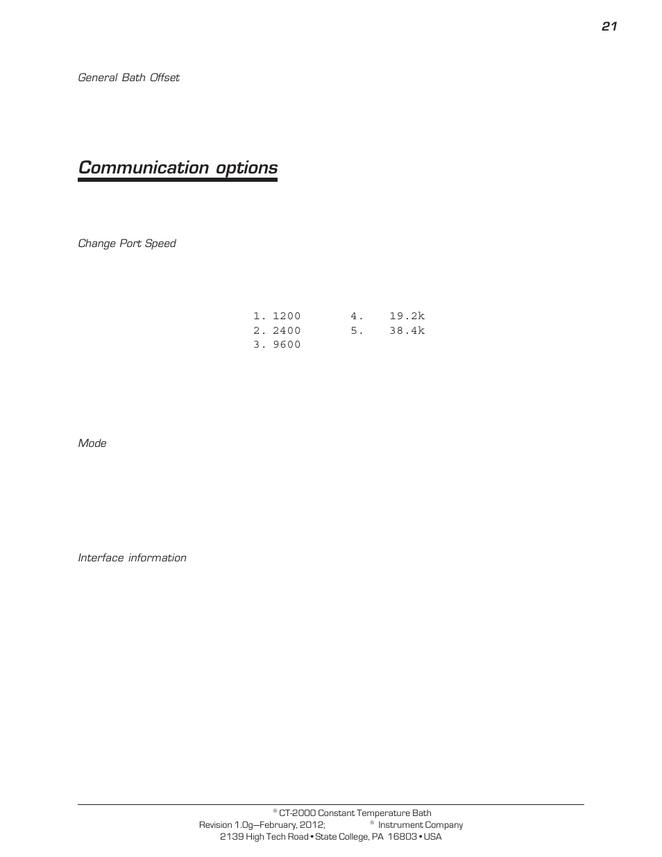 Communication options | Cannon Instrument CT-2000 (Contant Temperature Bath) User Manual | Page 23 / 40