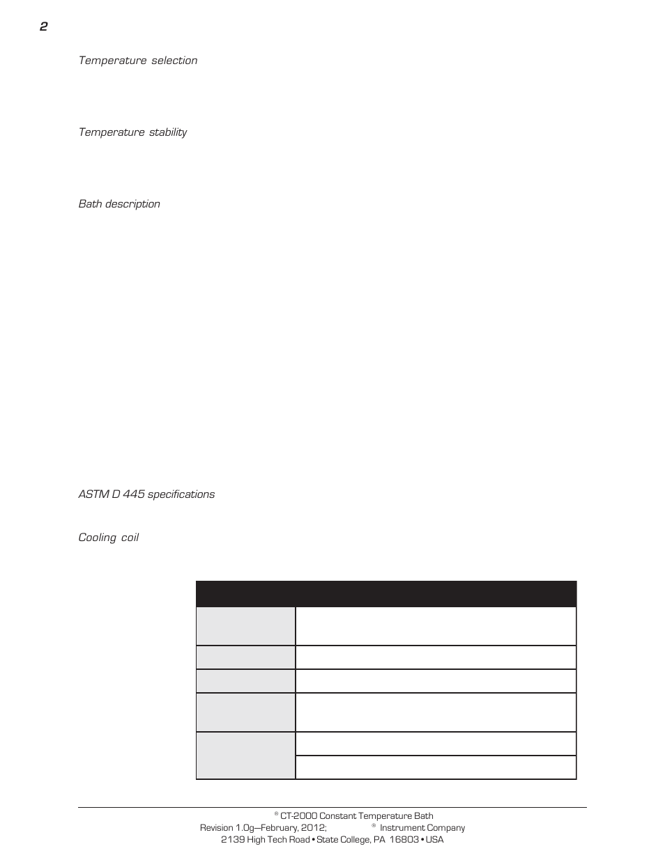 Cannon Instrument CT-2000 (Contant Temperature Bath) User Manual | Page 4 / 40