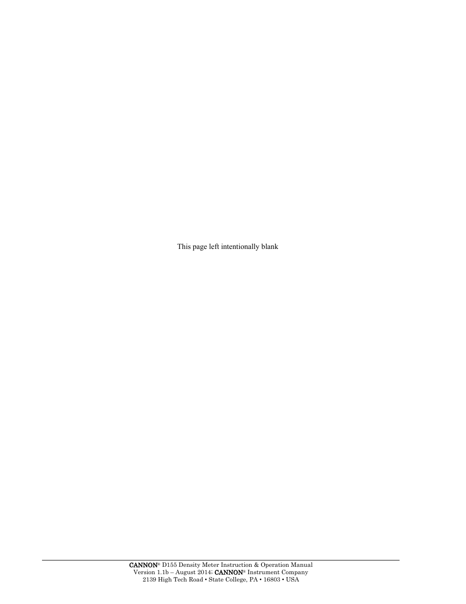 Cannon Instrument D155 Density Meter User Manual | Page 2 / 51