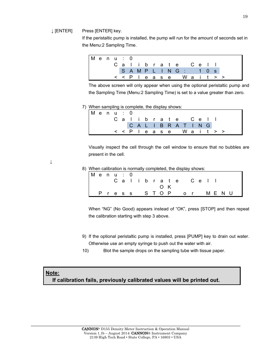Cannon Instrument D155 Density Meter User Manual | Page 22 / 51