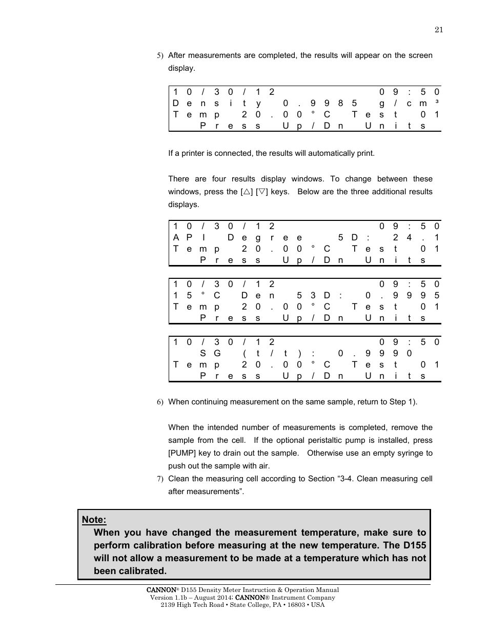 Cannon Instrument D155 Density Meter User Manual | Page 24 / 51