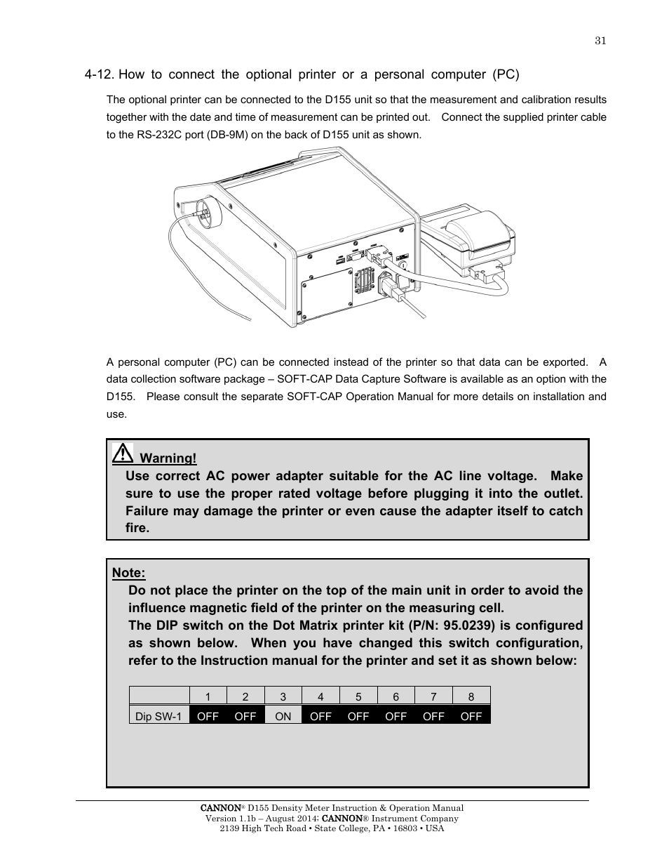 Cannon Instrument D155 Density Meter User Manual | Page 34 / 51