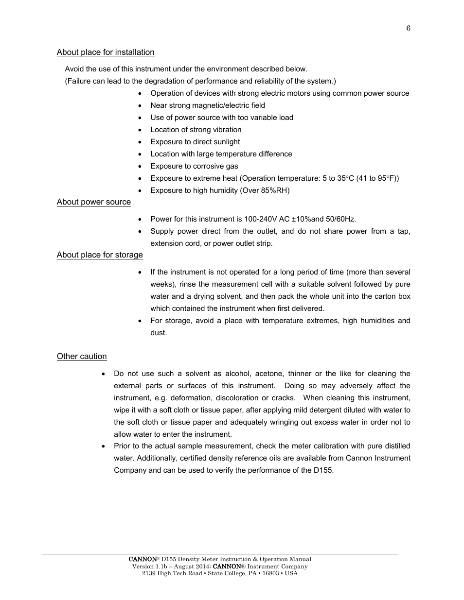 Cannon Instrument D155 Density Meter User Manual | Page 9 / 51