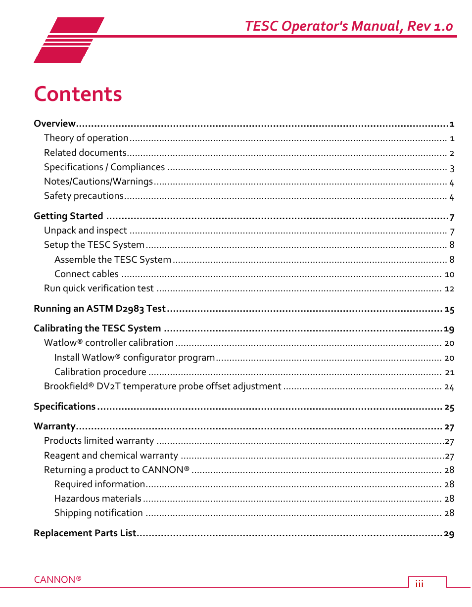 Cannon Instrument TESC User Manual | Page 5 / 38