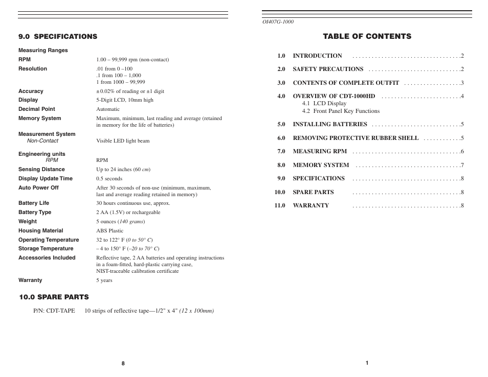 Checkline CDT-1000HD User Manual | 6 pages