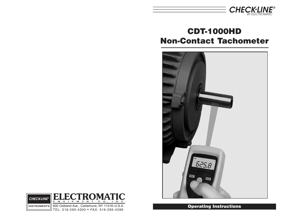 Electromatic, Cdt-1000hd non-contact tachometer, Check | Line | Checkline CDT-1000HD User Manual | Page 6 / 6