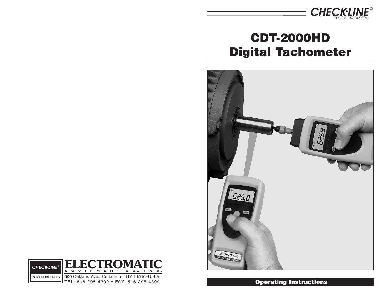 Cdt-2000hd digital tachometer, Electromatic, Check | Line | Checkline CDT-2000HD User Manual | Page 9 / 9