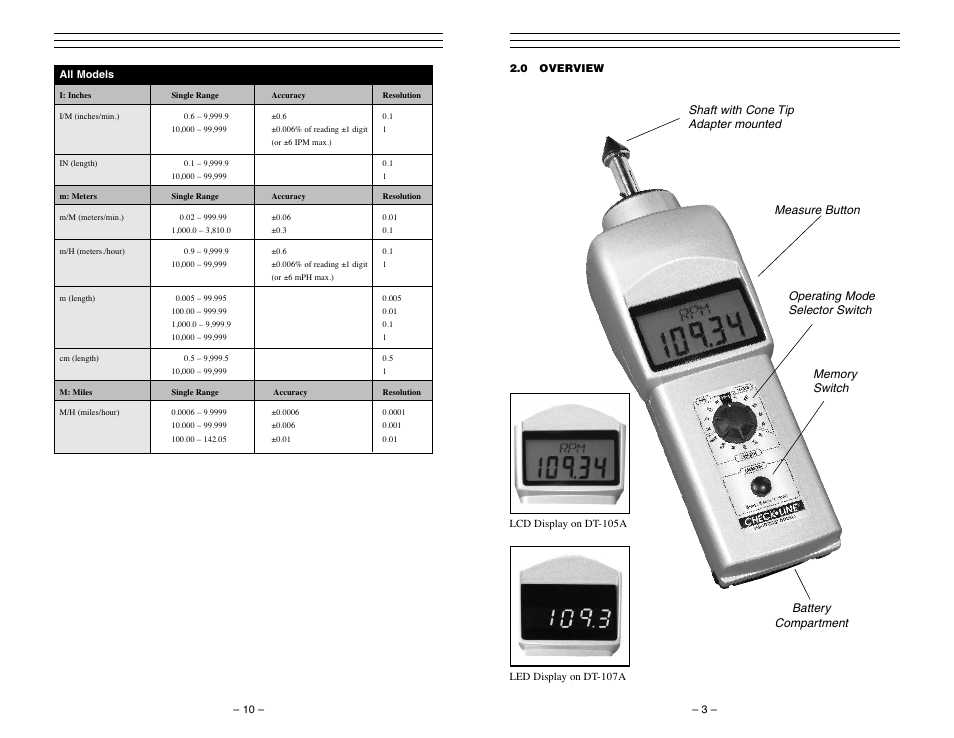 Checkline DT-107A User Manual | Page 3 / 7