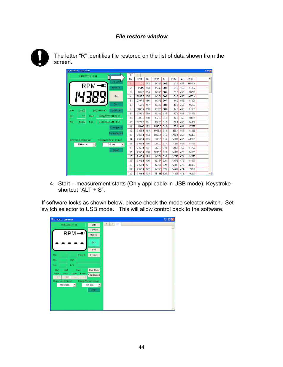 File restore window | Checkline DT-209X User Manual | Page 48 / 68