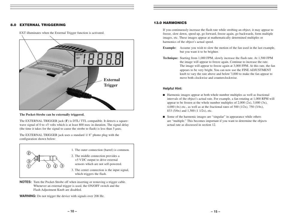 External trigger | Checkline PK2X User Manual | Page 10 / 13