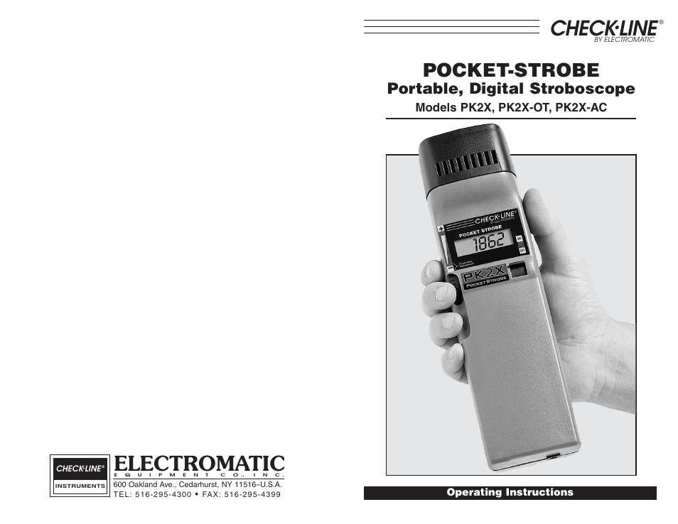 Check, Line, Electromatic | Pocket-strobe, Portable, digital stroboscope | Checkline PK2X User Manual | Page 13 / 13