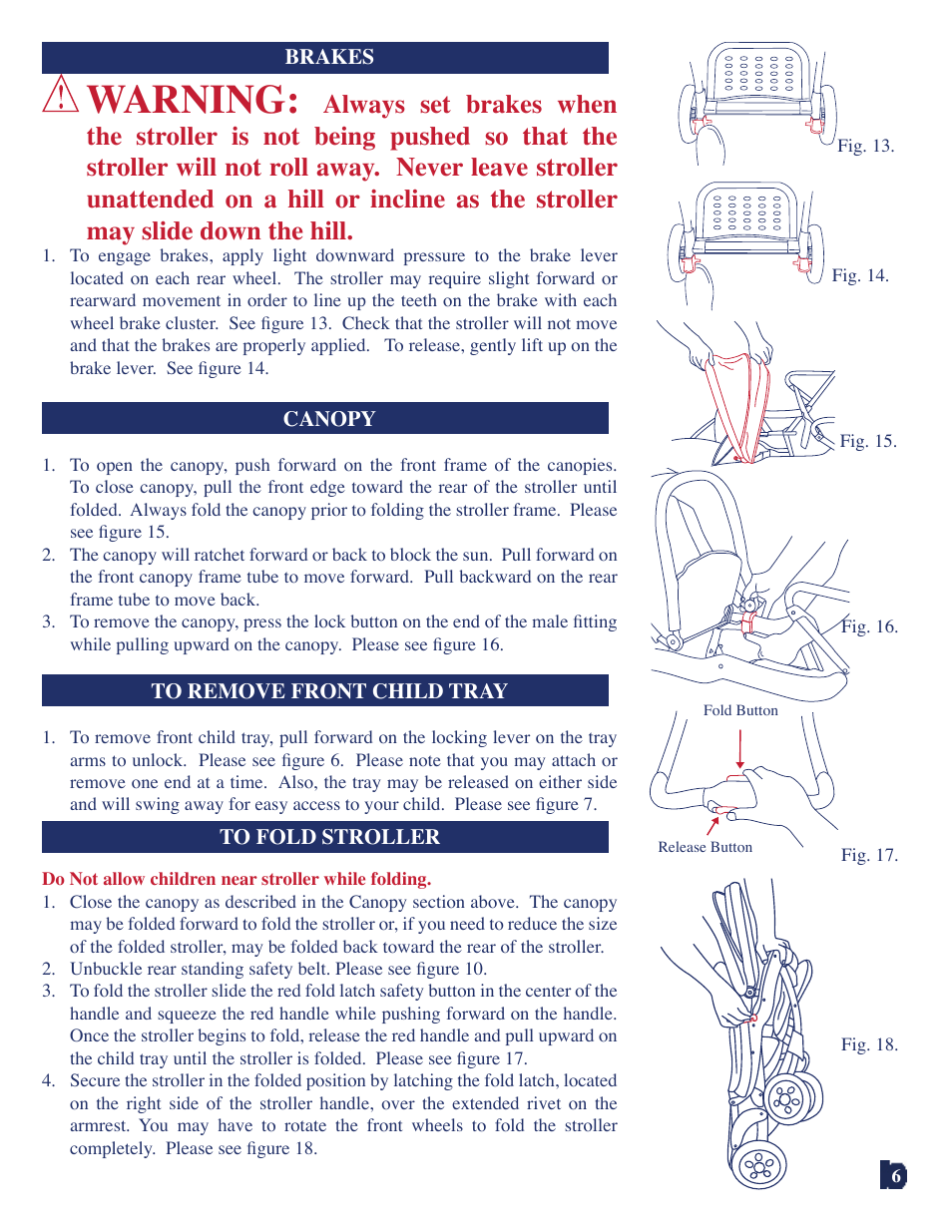 Warning | Baby Trend 7311 User Manual | Page 6 / 19