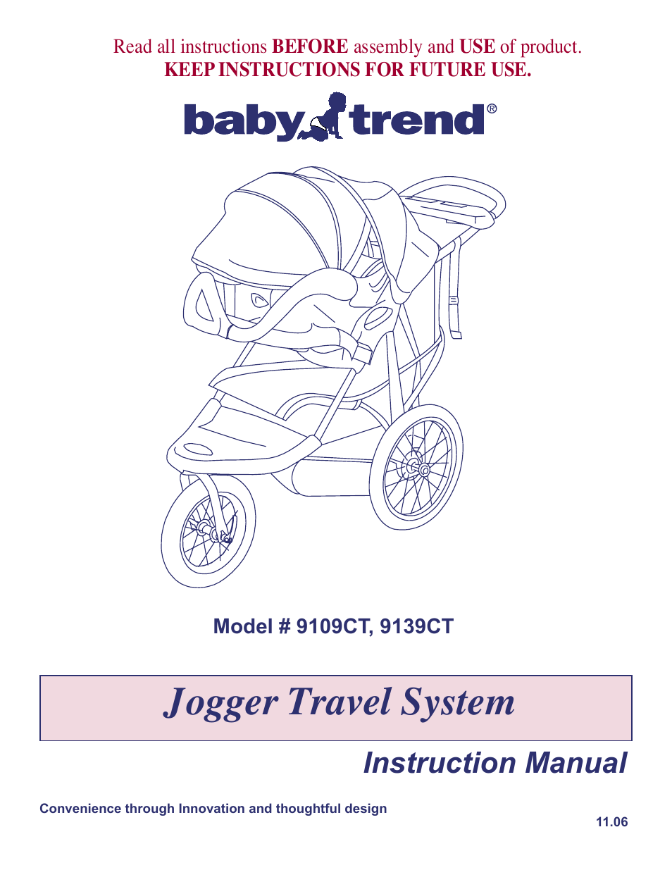 Baby Trend Jogger Travel System 9139CT User Manual | 9 pages