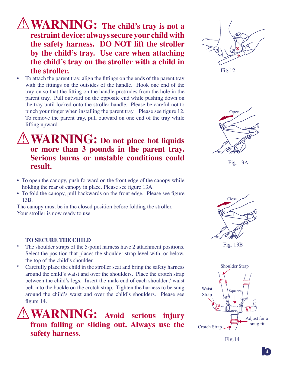 Warning | Baby Trend Jogger Travel System 9139CT User Manual | Page 5 / 9