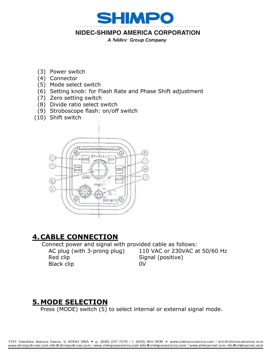 Cable connection, Mode selection | Checkline DT-311J User Manual | Page 5 / 12