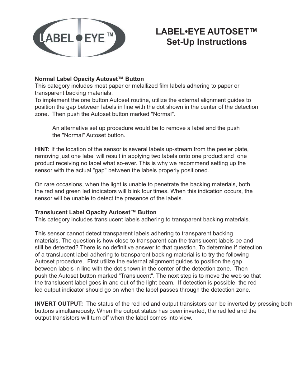 Checkline LS-GAPSENSOR User Manual | 2 pages