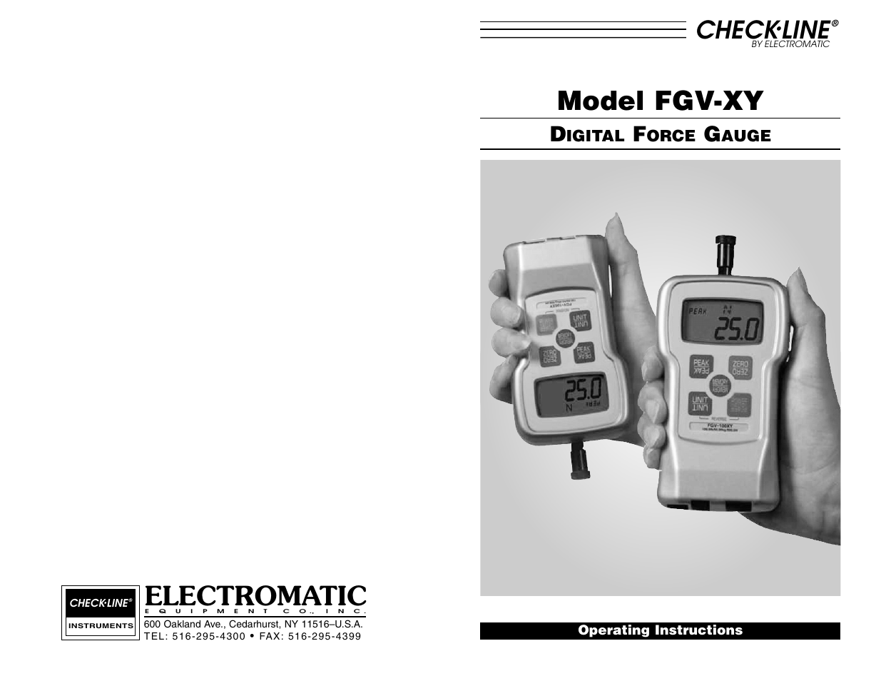 Model fgv-xy, Electromatic, Check | Line | Checkline FGV-XY User Manual | Page 19 / 19