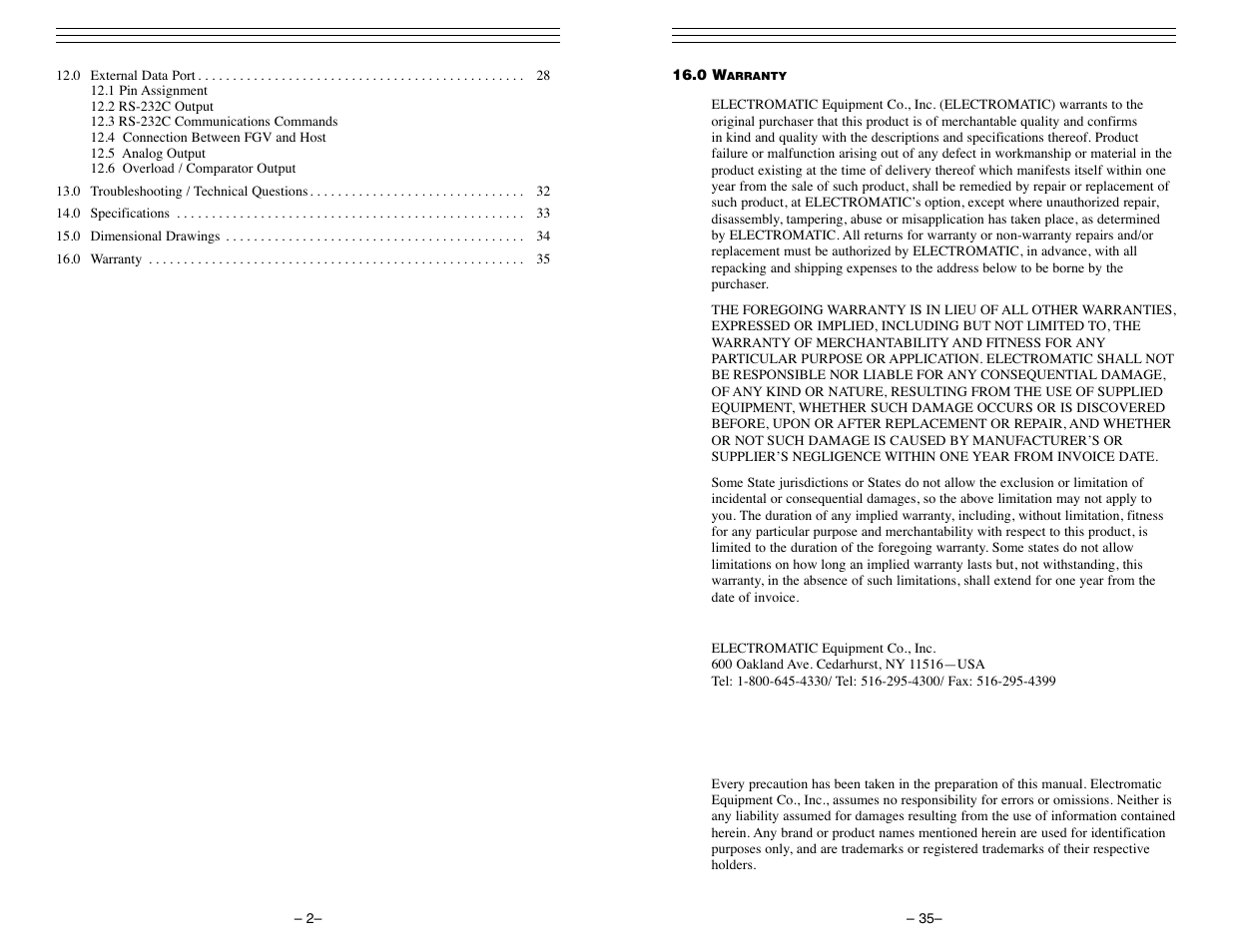 Checkline FGV-XY User Manual | Page 2 / 19