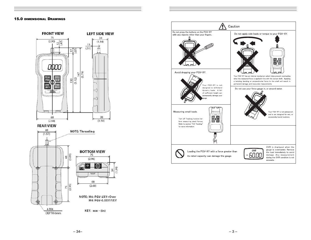 Reverse, Dimensional, Rawings | Checkline FGV-XY User Manual | Page 3 / 19